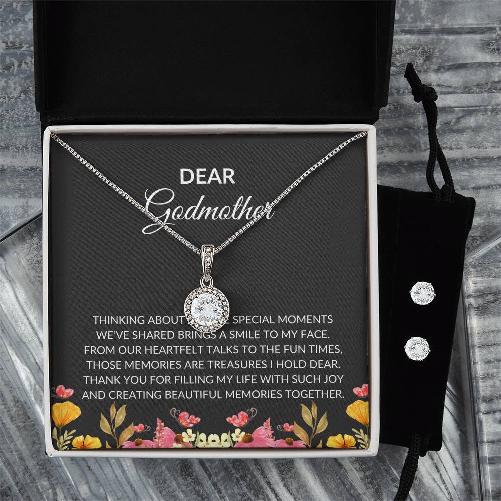 To My Dear Godmother Eternal Hope Necklace & Earring Set – Elegant Jewelry Gift | Godmother Gift