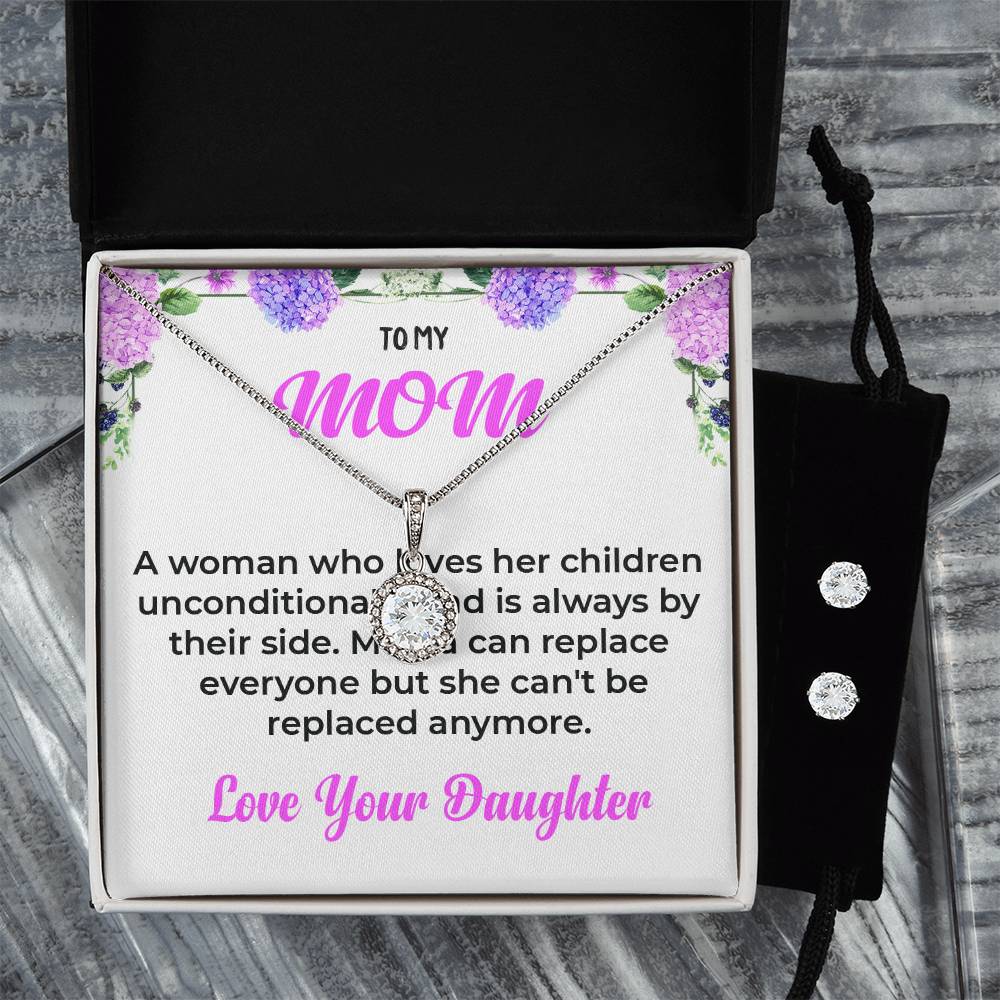 To My Mom | Eternal Hope Necklace & Earring Set | Mother and Daughter Bond Jewelry | Necklace Gift For Mom