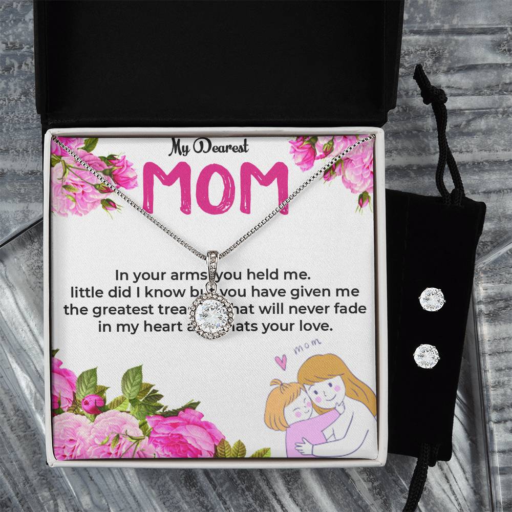 To My Dearest Mom | Heartfelt Eternal Hope Necklace & Earring Set | Necklace Gift For Mom