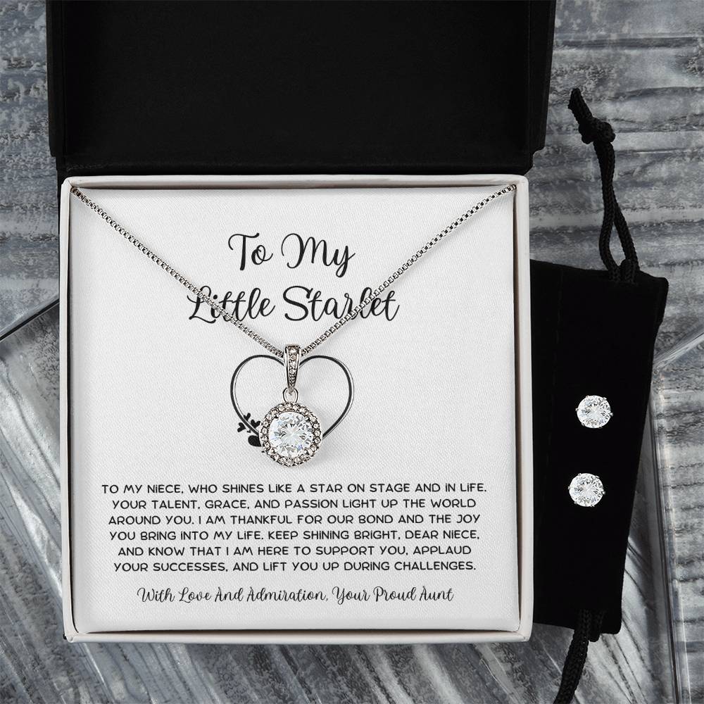 To My Little Starlet - From Aunt to Niece Eternal Hope Necklace With Earrings - SOUVMOUR