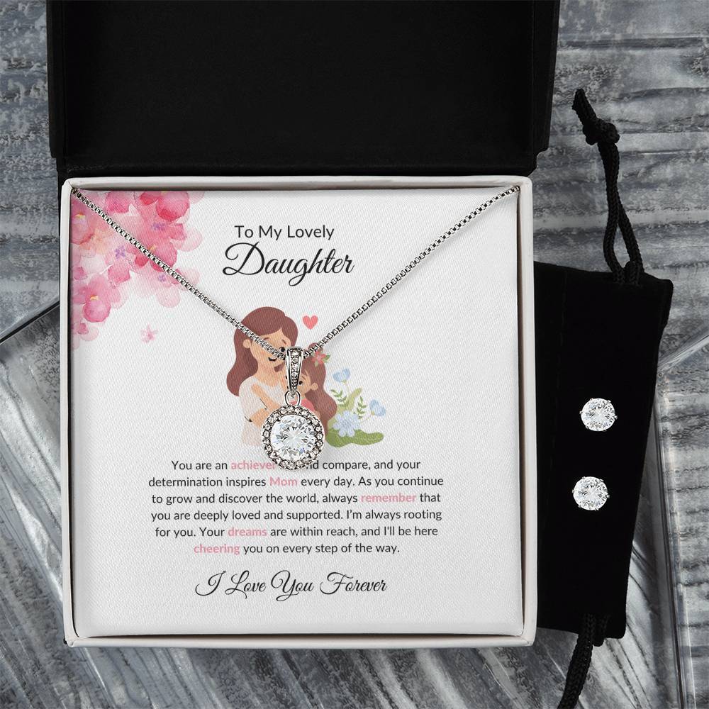 To My Lovely Daughter Necklace – Heartfelt And Supportive Eternal Hope Necklace & Earrings