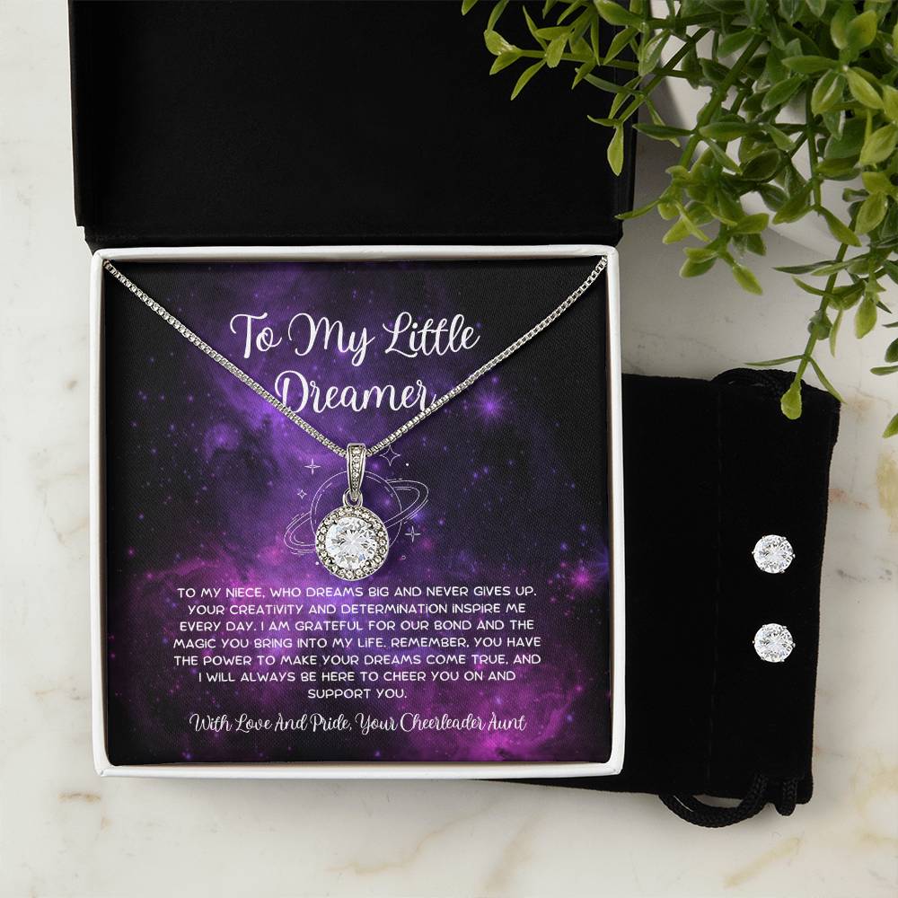 To My Little Dreamer - From Aunt to Niece Eternal Hope Necklace With Earrings - SOUVMOUR