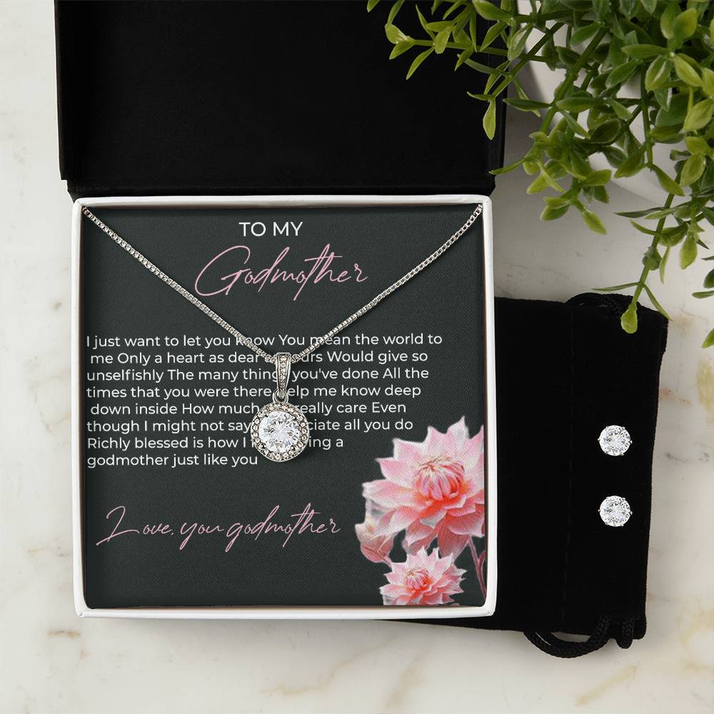 To My Godmother Eternal Hope Necklace & Earring Set – A Heartfelt Symbol of Love and Gratitude | Godmother Gift