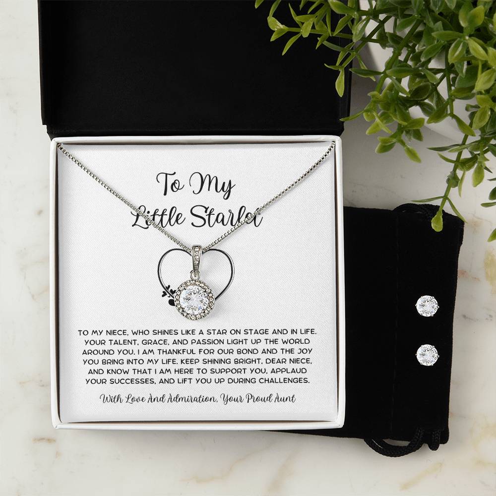 To My Little Starlet - From Aunt to Niece Eternal Hope Necklace With Earrings - SOUVMOUR