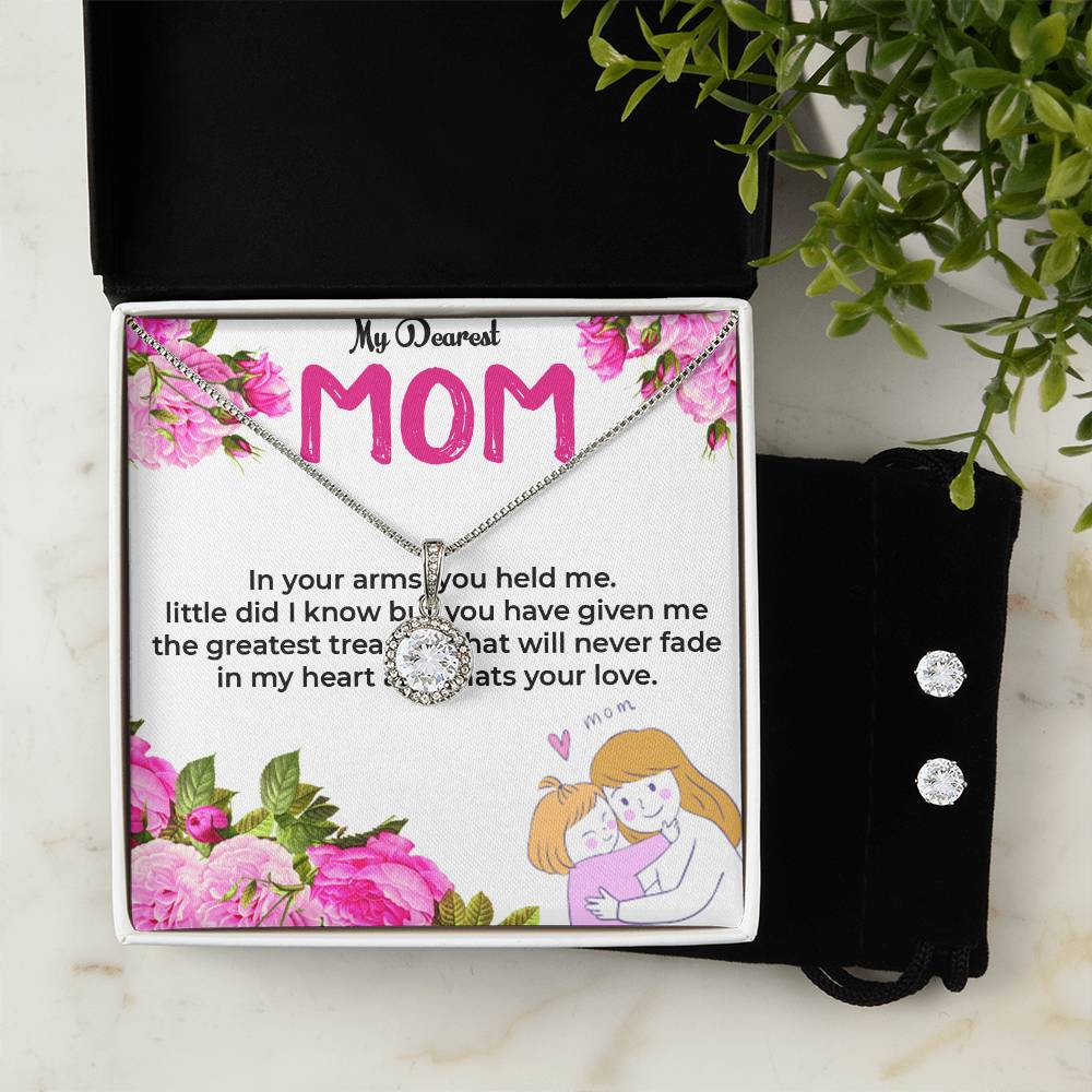 To My Dearest Mom | Heartfelt Eternal Hope Necklace & Earring Set | Necklace Gift For Mom