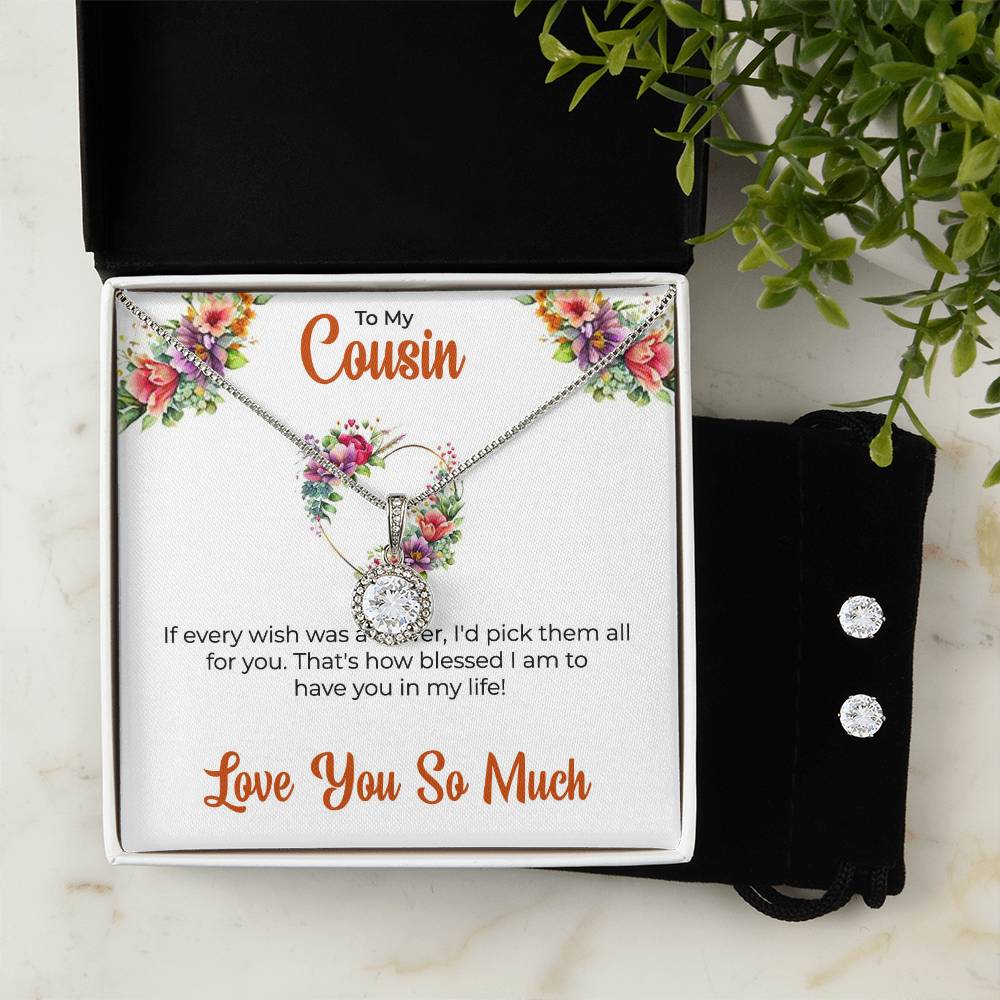 Cousin Necklace | To My Cousin My Best Friend - Eternal Hope Necklace & Earring Set | Cousin Friendship Necklace