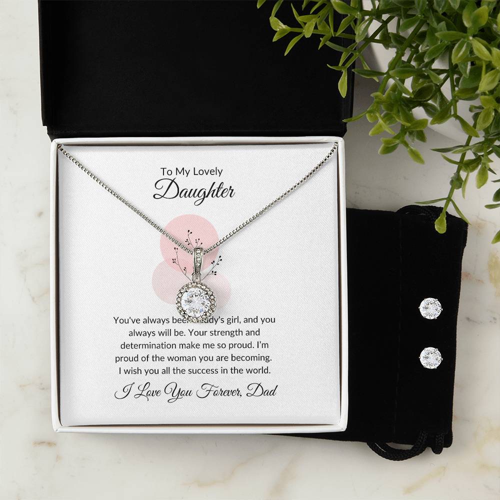 To My Lovely Daughter – Heartfelt Eternal Hope Necklace & Earrings Gift Bundle
