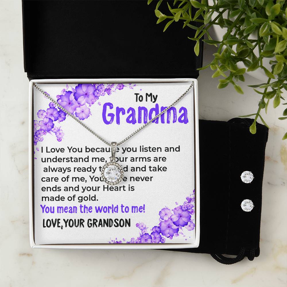 To My Grandma, My World | Stunning Eternal Hope Necklace Gift from Grandson | Gift for Grandma