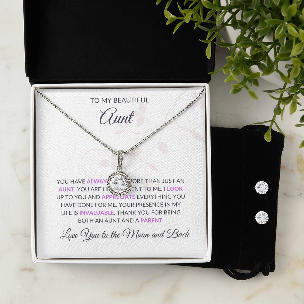 To My Sweet Aunt – Forever Love Necklace and Earrings Set | A Special Gift for Aunt - SOUVMOUR
