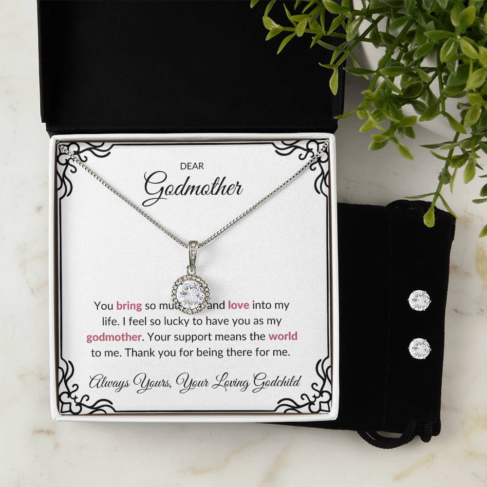 To My Lovely Godmother Eternal Hope Necklace & Earring Set | A Beautiful Gift to Honor a Cherished Godmother | Godmother Gift