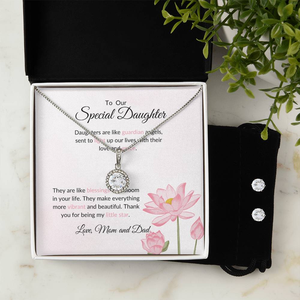 To My Special Daughter – Heartfelt Eternal Hope Necklace & Earrings Gift Bundle