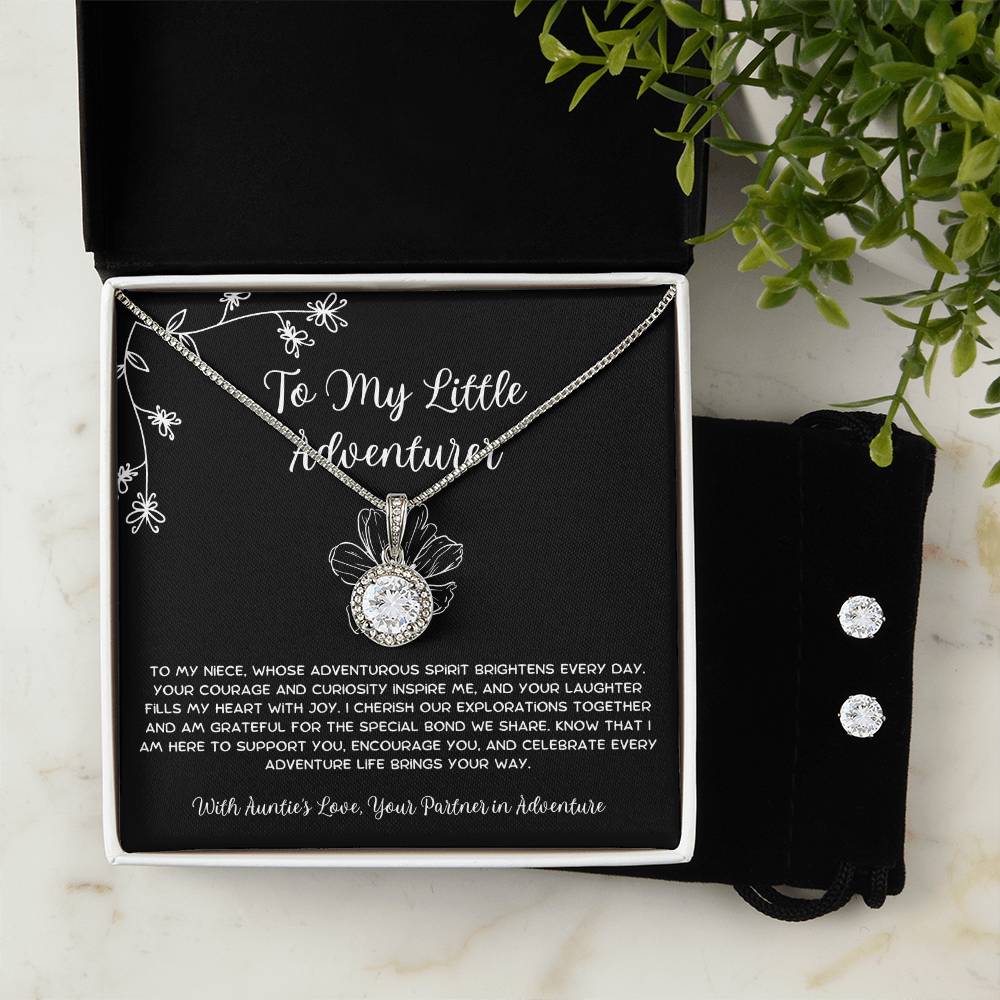To My Little Adventurer - From Aunt to Niece Eternal Hope Necklace With Earrings - SOUVMOUR