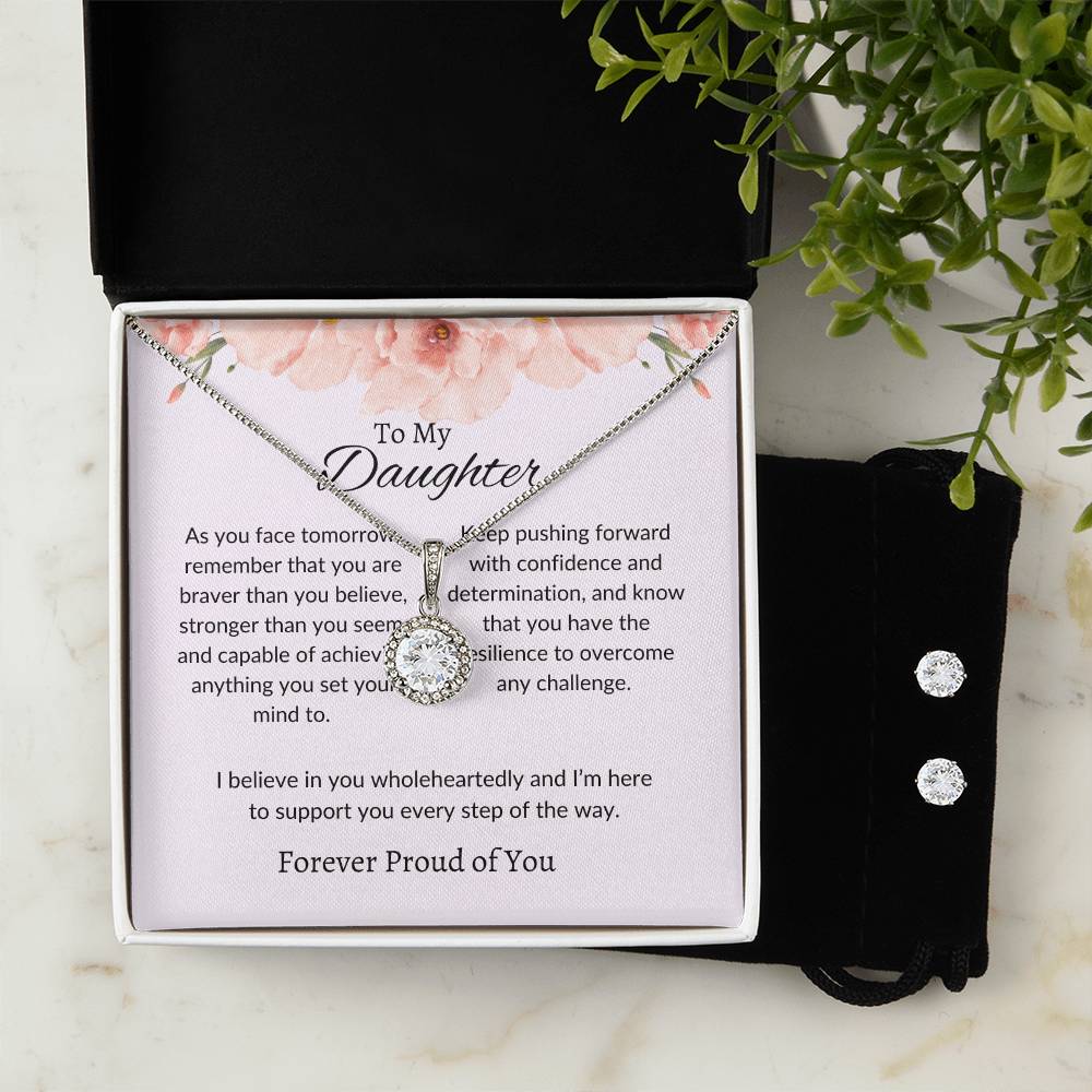 To My Daughter – Heartfelt Eternal Hope Necklace & Earrings Bundle Gift