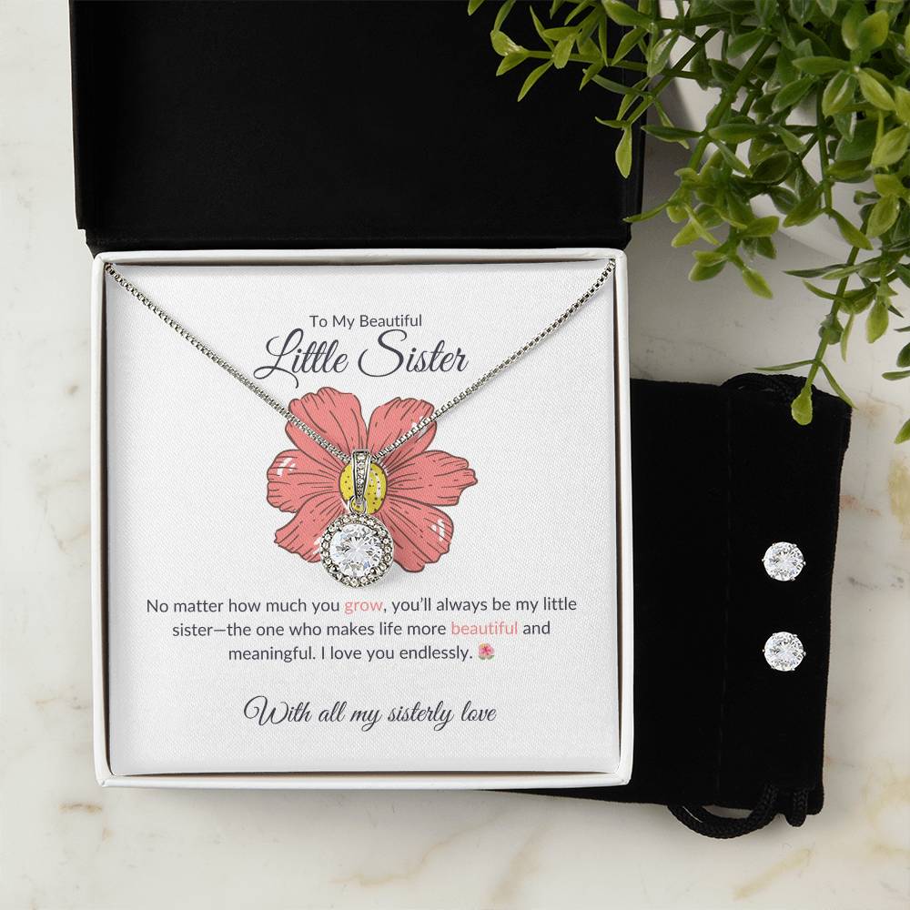 To My Beautiful Little Sister – Necklace & Earring Set | A Stunning Gift for My Precious Sister
