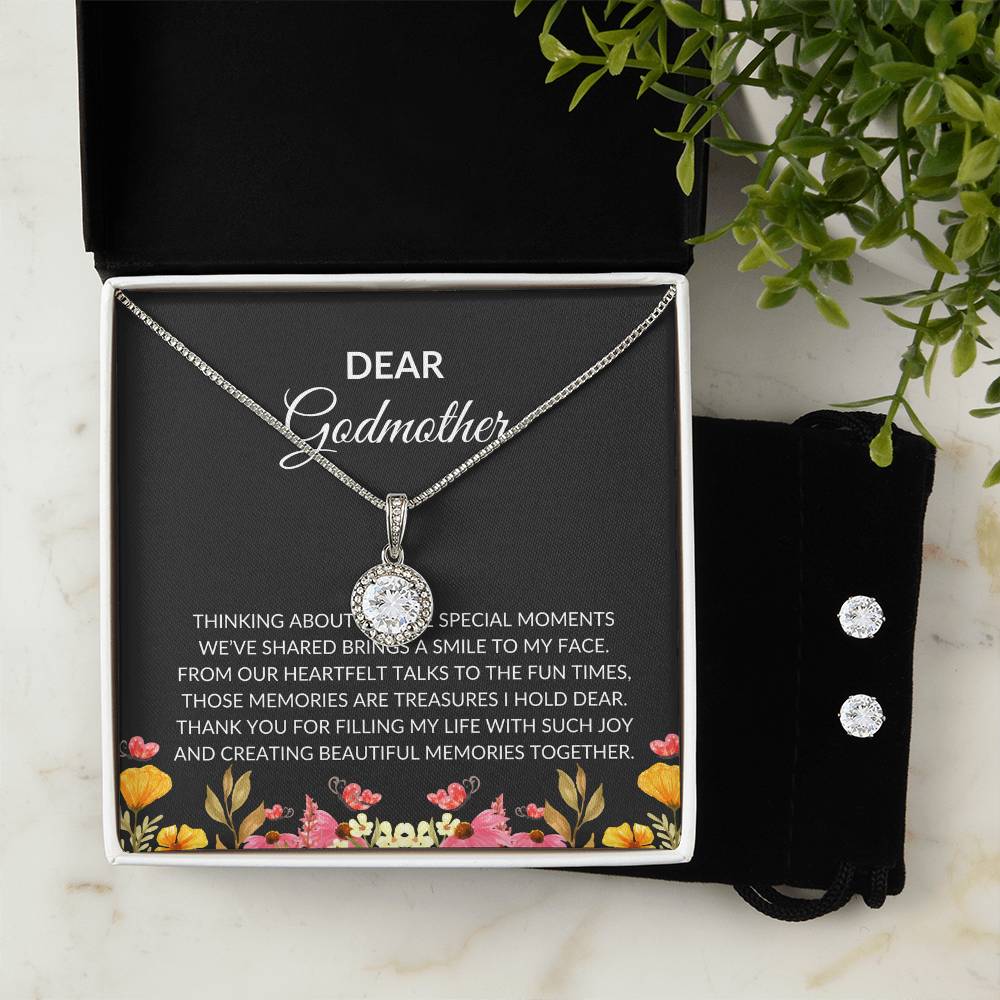 To My Dear Godmother Eternal Hope Necklace & Earring Set – Elegant Jewelry Gift | Godmother Gift