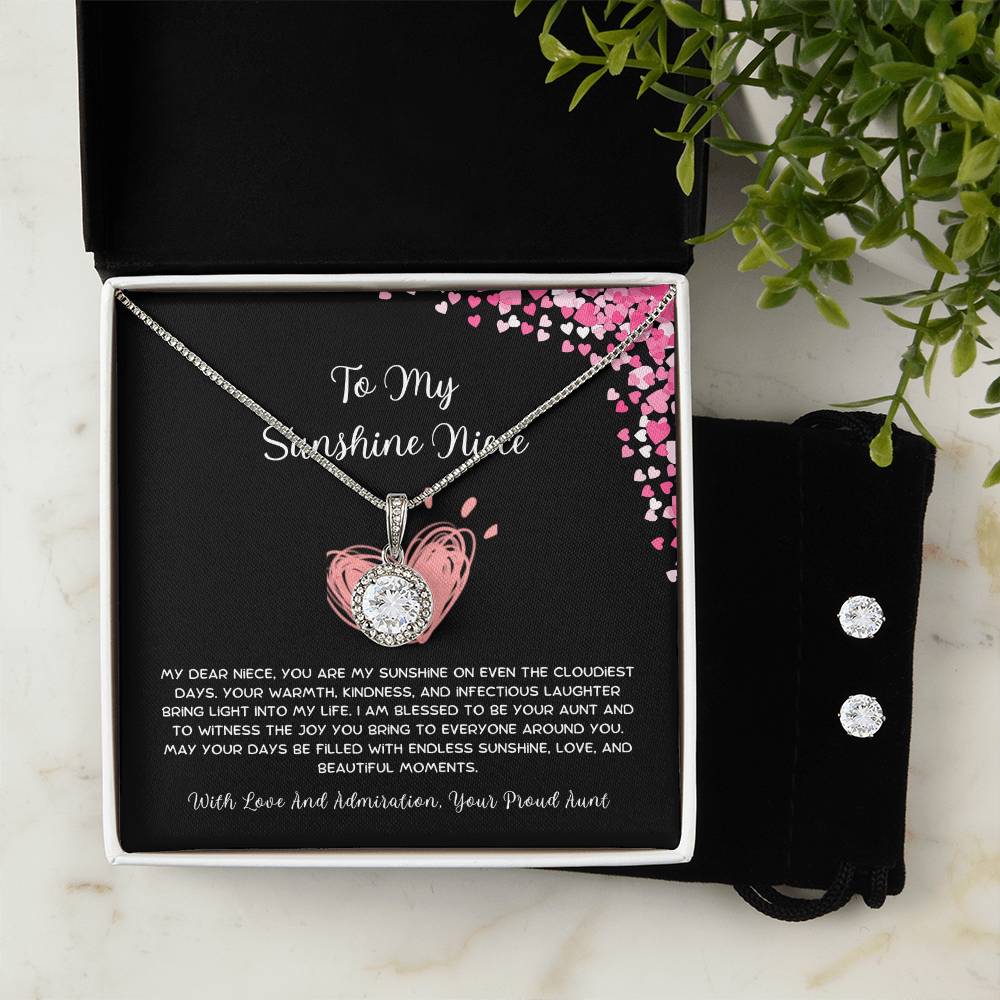To My Sunshine Niece - From Aunt to Niece Eternal Hope Necklace With Earrings - SOUVMOUR