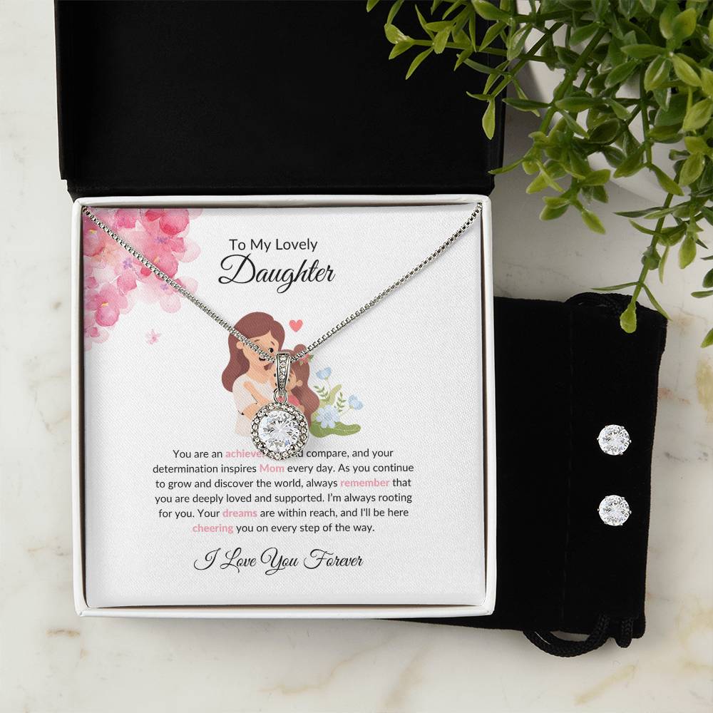 To My Lovely Daughter Necklace – Heartfelt And Supportive Eternal Hope Necklace & Earrings
