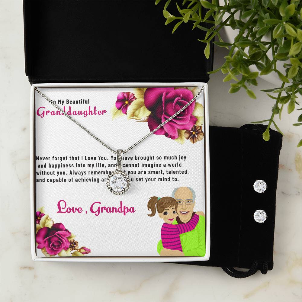 To My Lovely Granddaughter | Eternal Hope Necklace & Earring Set, Gift from Grandpa to Granddaughter