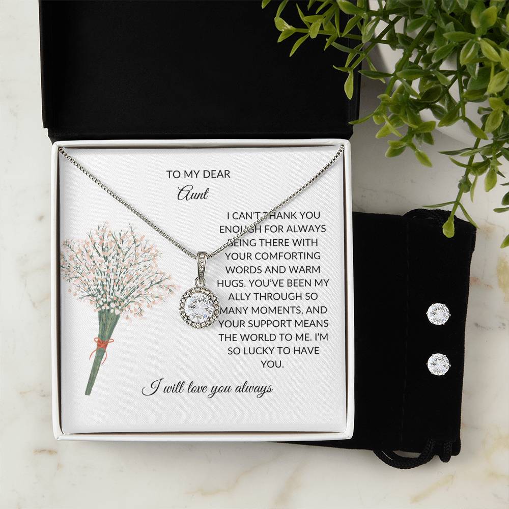 To My Dear Aunt- Necklace & Earrings Gift Set | Necklace Gift For Aunt - SOUVMOUR