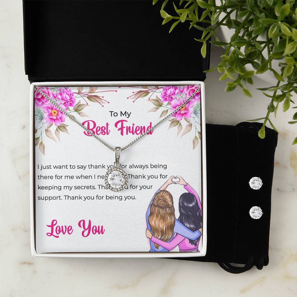 To My Lifetime Best Friend - Eternal Hope Necklace and Earrings Set | Gift for Best Friend | Friendship Gift