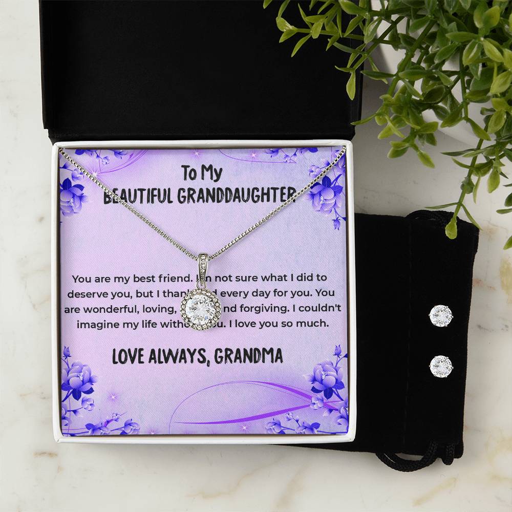 To My Wonderful Granddaughter | Eternal Hope Necklace & Earring Set, Grandmother & Granddaughter Bond Necklace