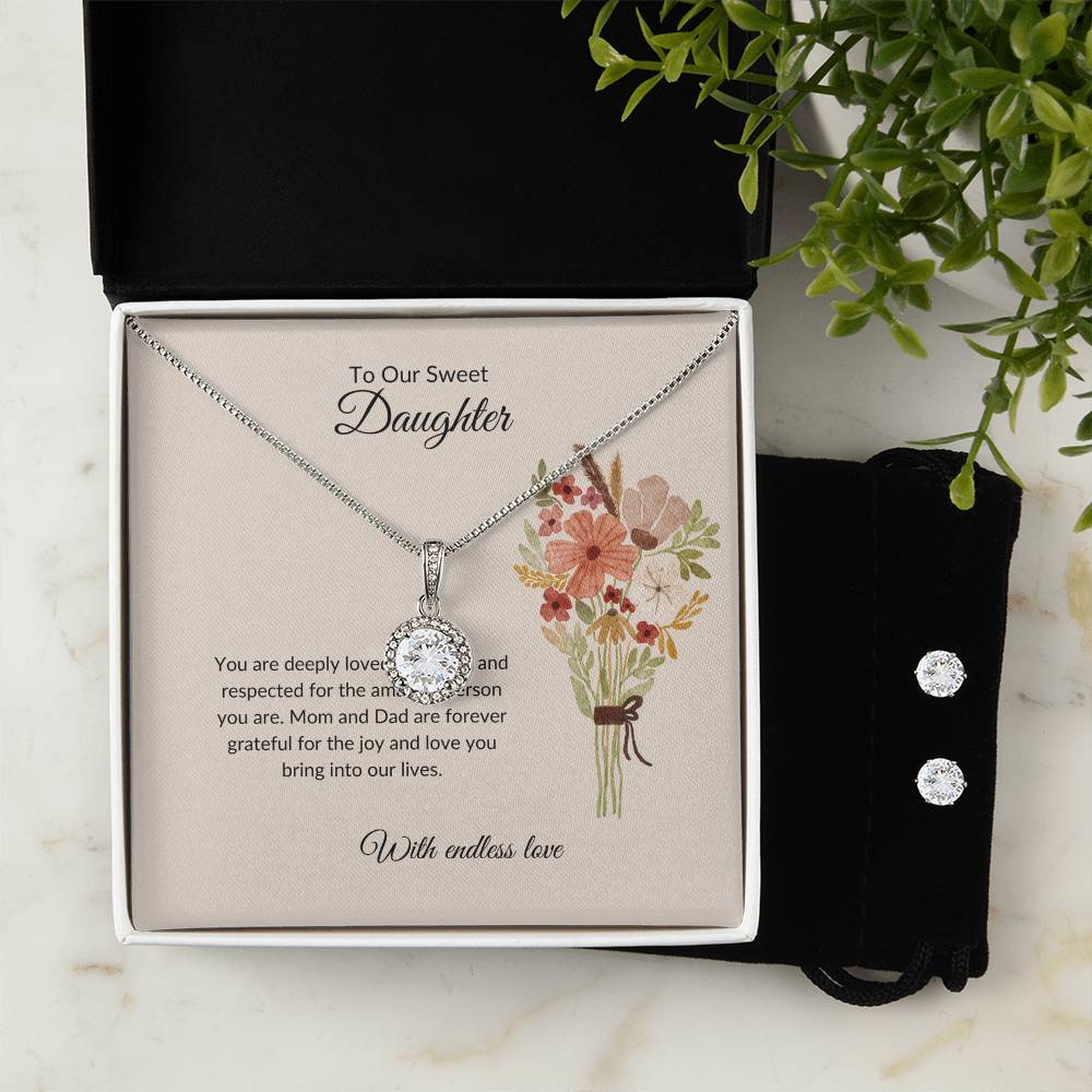 To My Sweet Daughter – Heartfelt Eternal Hope Necklace & Earrings Set