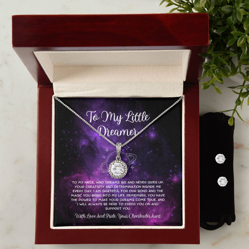 To My Little Dreamer - From Aunt to Niece Eternal Hope Necklace With Earrings - SOUVMOUR