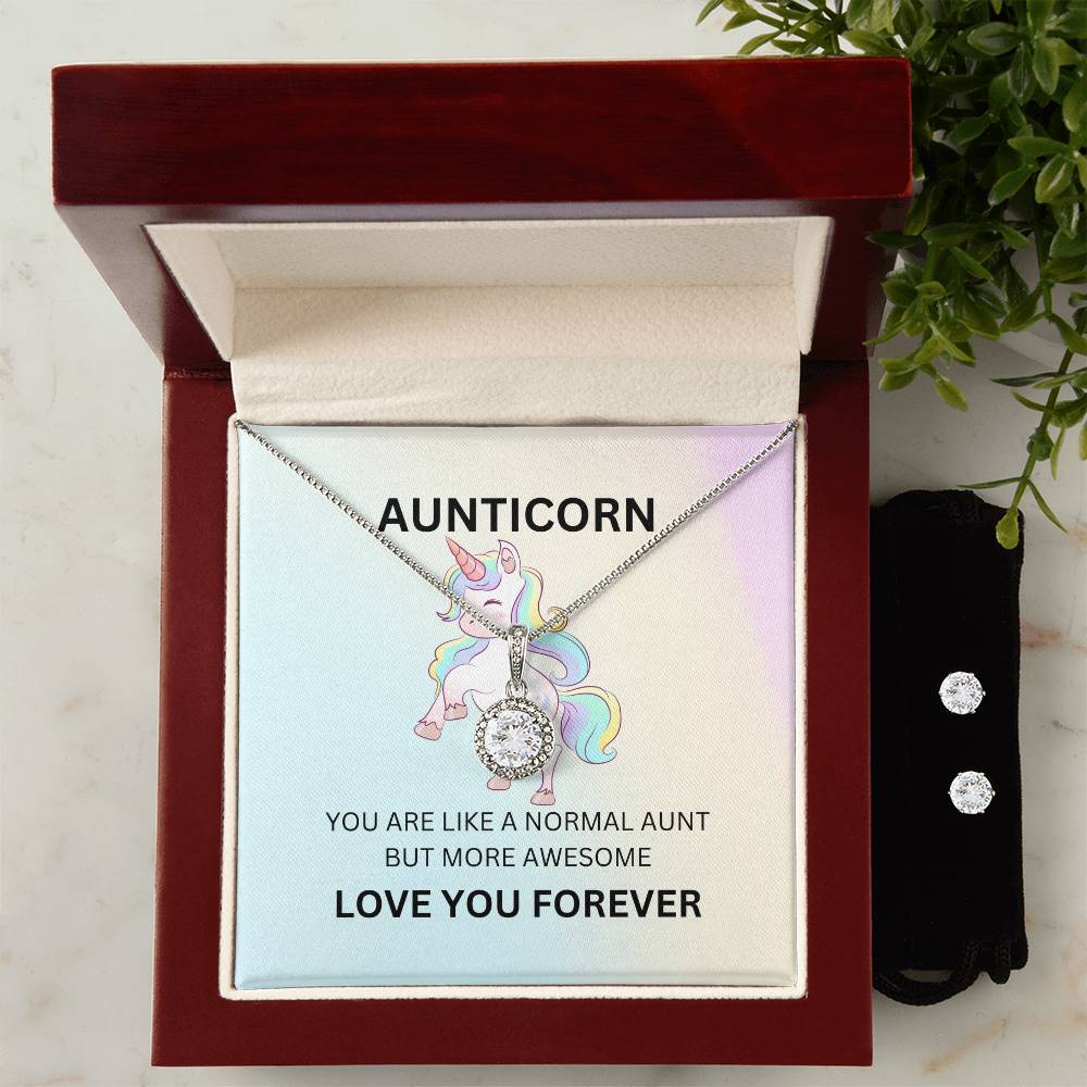 To My Auntie – Aunticorn Necklace and Earrings Set | Fun Gift for the Best Aunt - SOUVMOUR