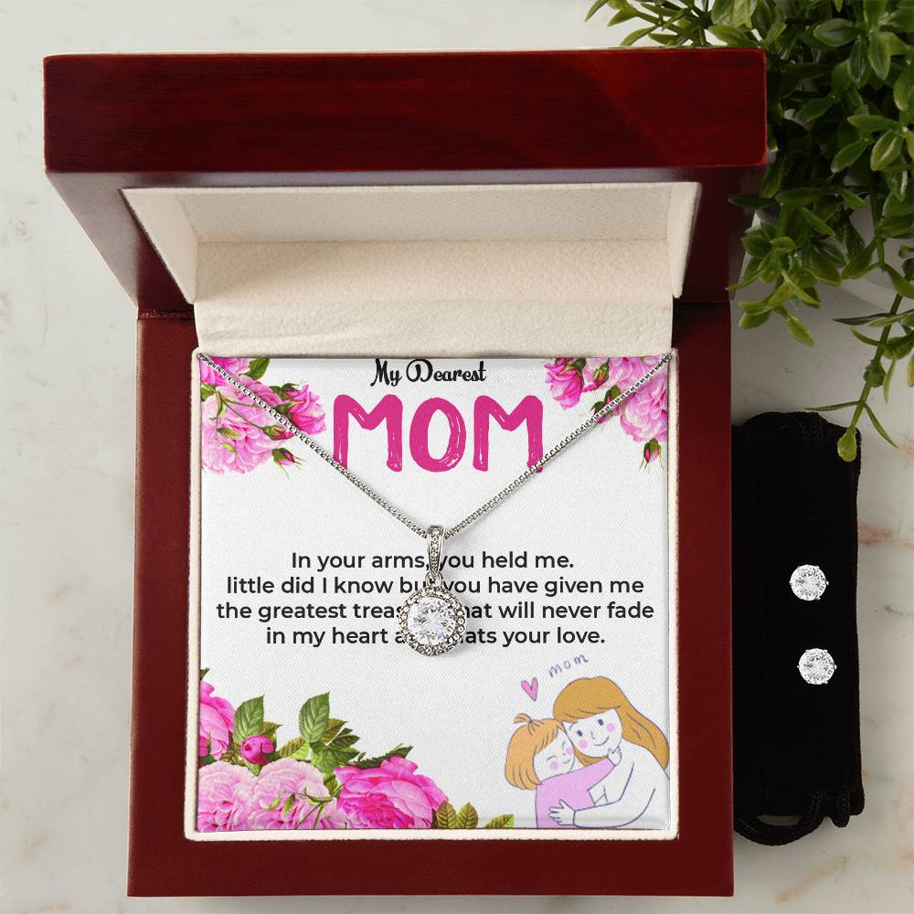 To My Dearest Mom | Heartfelt Eternal Hope Necklace & Earring Set | Necklace Gift For Mom