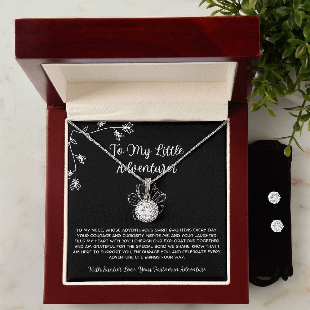 To My Little Adventurer - From Aunt to Niece Eternal Hope Necklace With Earrings - SOUVMOUR