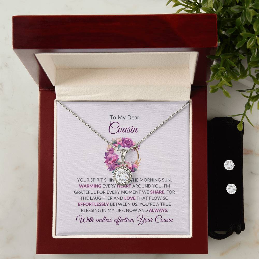 Cousin Necklace | To My Dear Cousin - Eternal Hope Necklace & Earring Set | Cousin Friendship Necklace