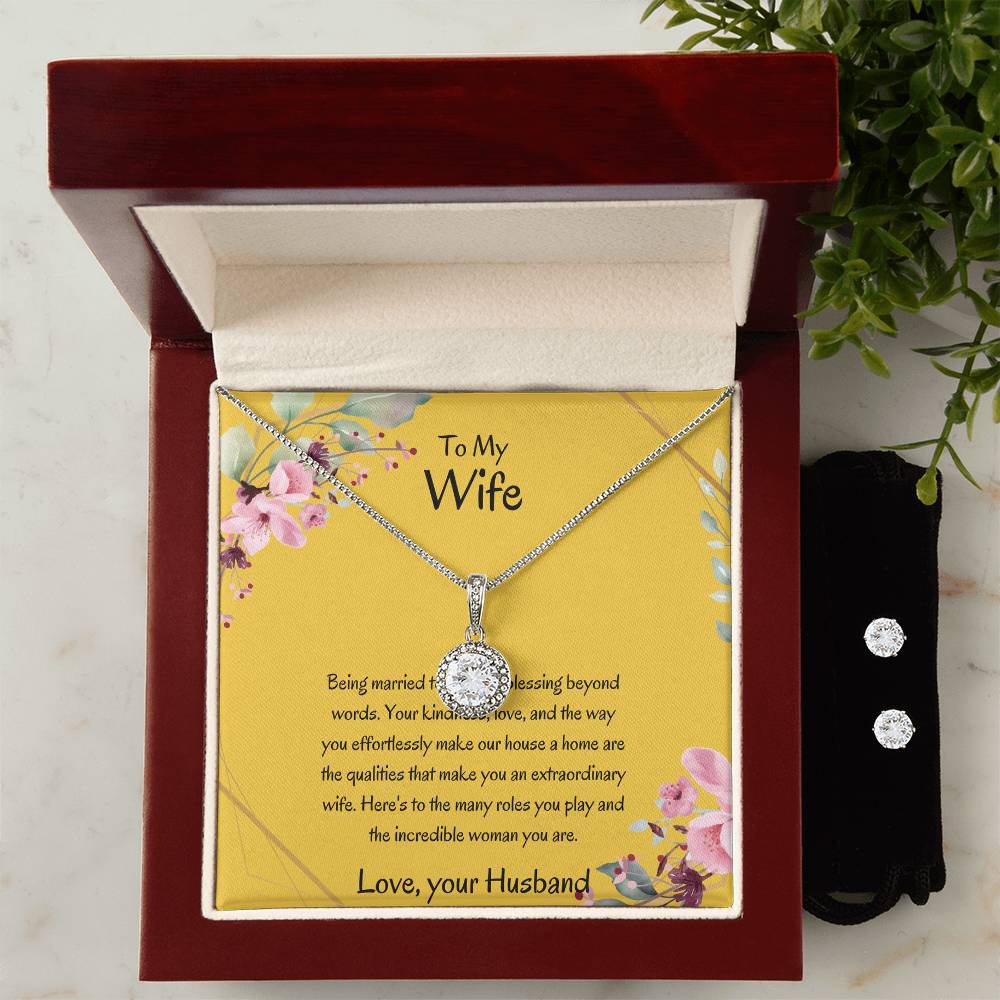To My Wife, The Light of My Universe - Eternal Hope Necklace & Earring Set