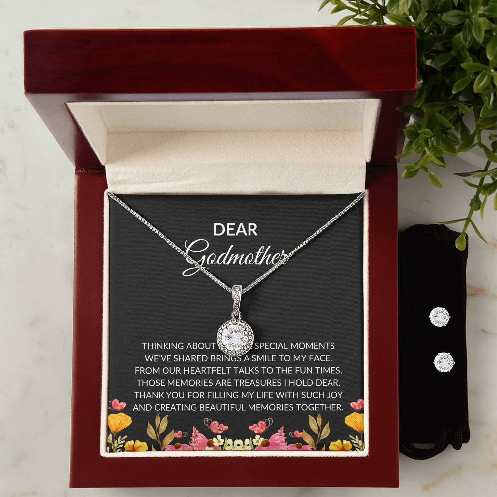 To My Dear Godmother Eternal Hope Necklace & Earring Set – Elegant Jewelry Gift | Godmother Gift