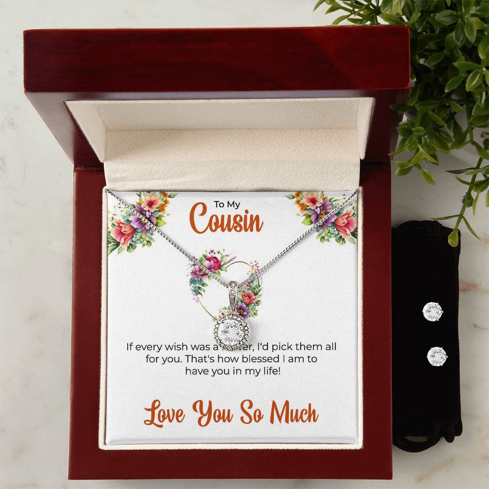 Cousin Necklace | To My Cousin My Best Friend - Eternal Hope Necklace & Earring Set | Cousin Friendship Necklace