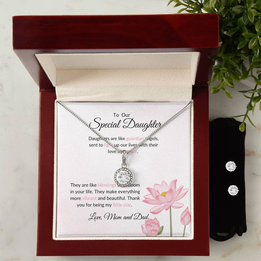 To My Special Daughter – Heartfelt Eternal Hope Necklace & Earrings Gift Bundle
