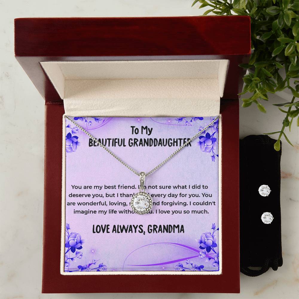 To My Wonderful Granddaughter | Eternal Hope Necklace & Earring Set, Grandmother & Granddaughter Bond Necklace