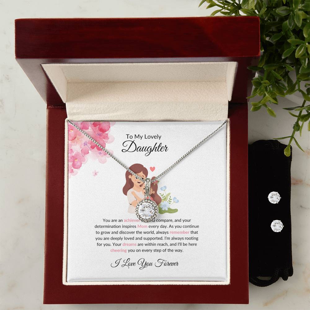 To My Lovely Daughter Necklace – Heartfelt And Supportive Eternal Hope Necklace & Earrings