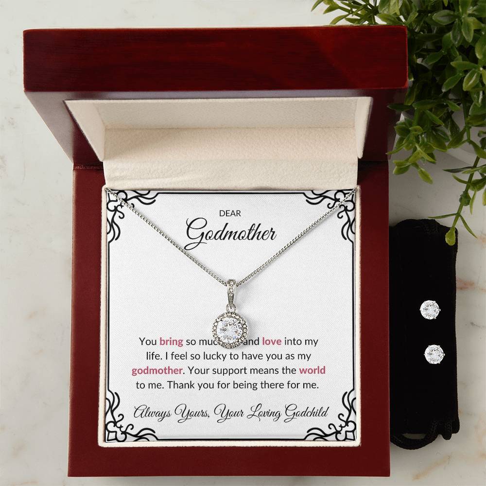 To My Lovely Godmother Eternal Hope Necklace & Earring Set | A Beautiful Gift to Honor a Cherished Godmother | Godmother Gift