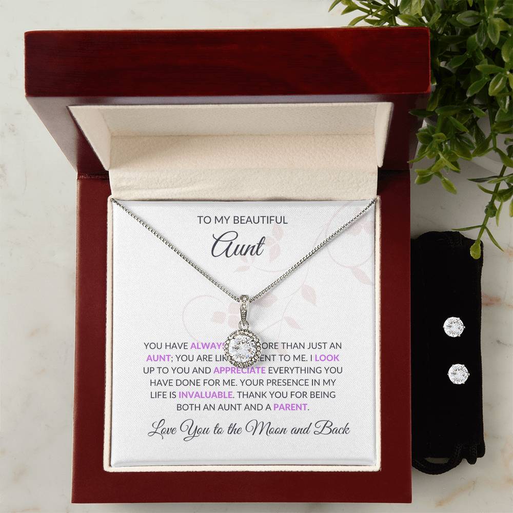 To My Sweet Aunt – Forever Love Necklace and Earrings Set | A Special Gift for Aunt - SOUVMOUR