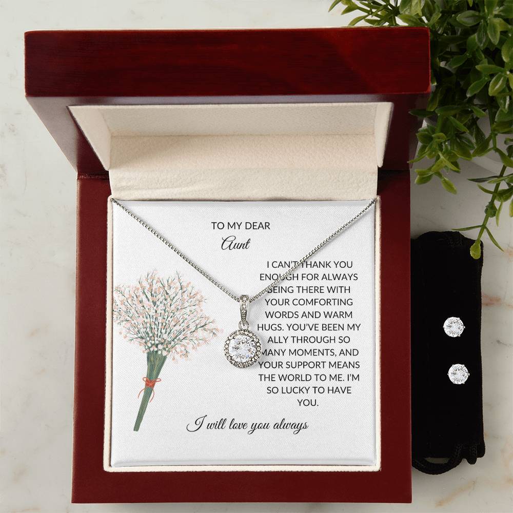 To My Dear Aunt- Necklace & Earrings Gift Set | Necklace Gift For Aunt - SOUVMOUR