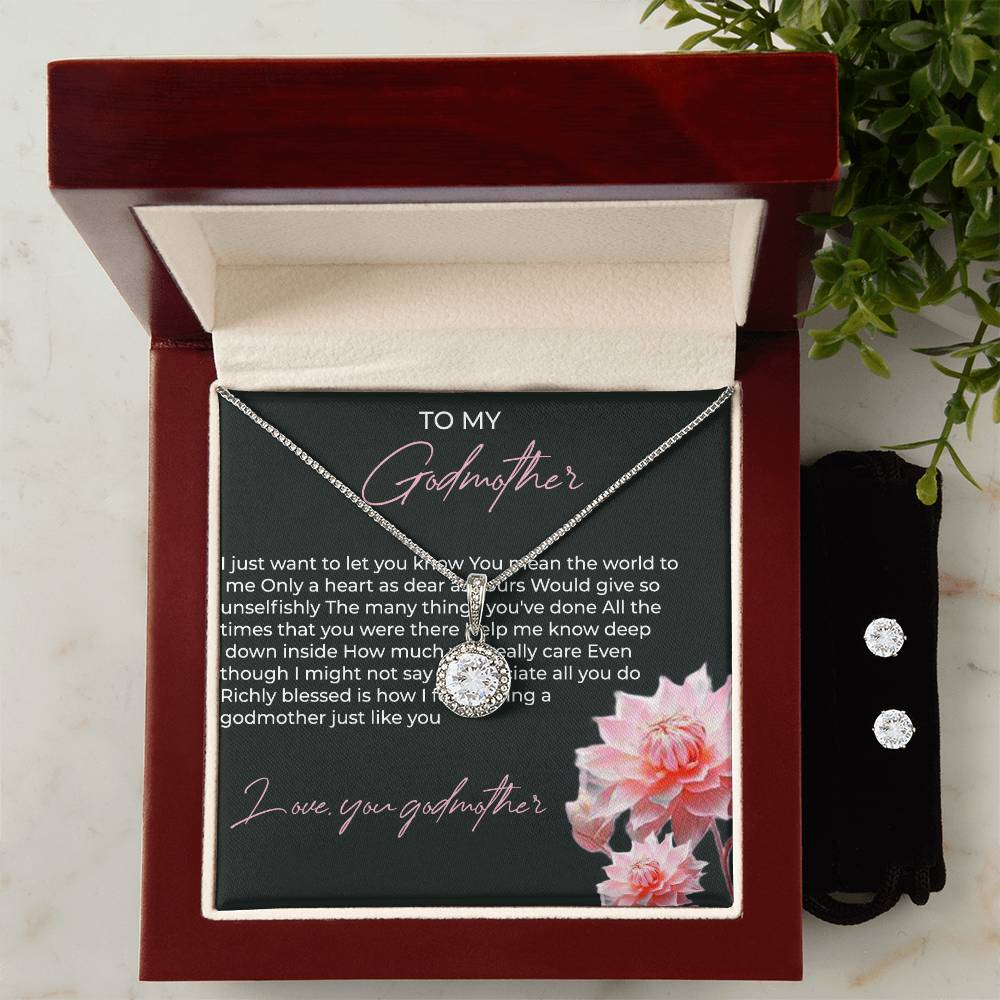 To My Godmother Eternal Hope Necklace & Earring Set – A Heartfelt Symbol of Love and Gratitude | Godmother Gift