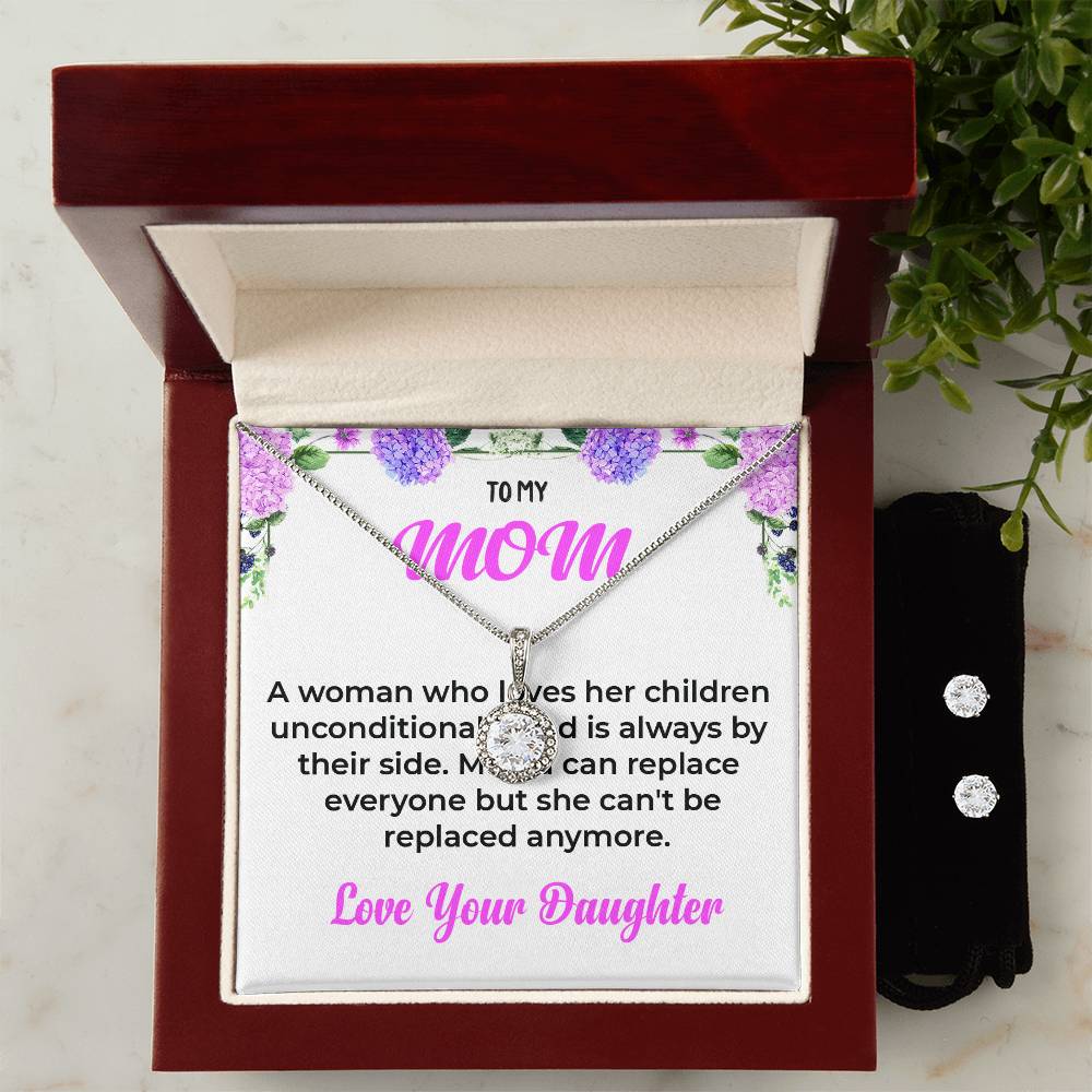 To My Mom | Eternal Hope Necklace & Earring Set | Mother and Daughter Bond Jewelry | Necklace Gift For Mom