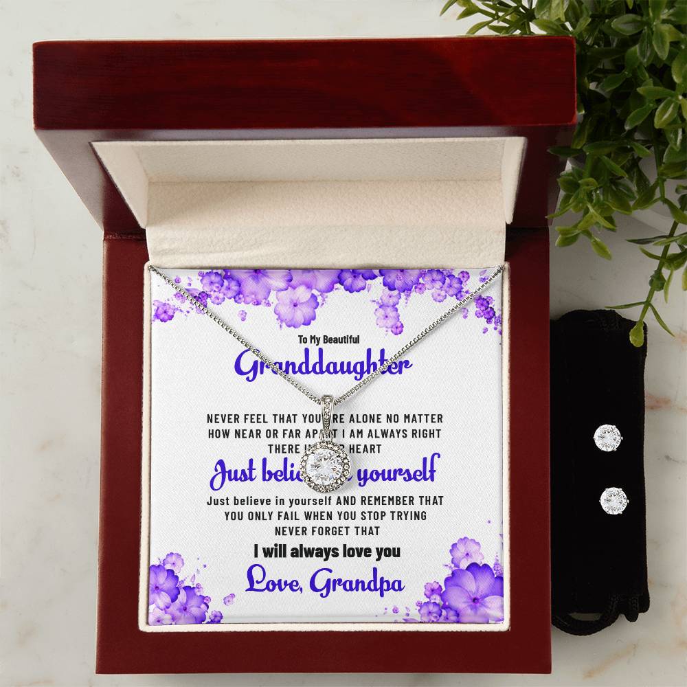 To My Beautiful Granddaughter | Eternal Hope Necklace & Earring Set, Gift from Grandpa to Granddaughter
