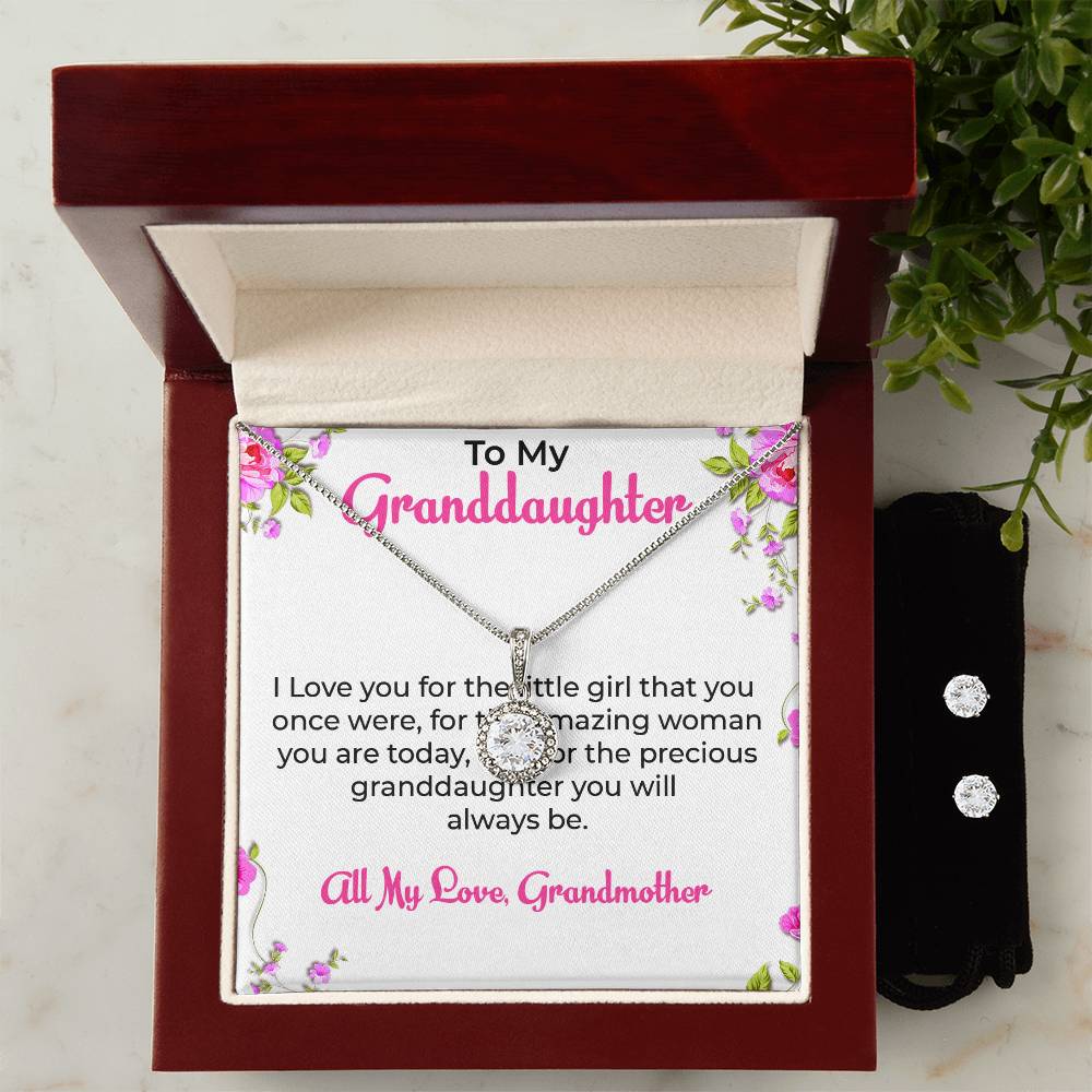 To My Dear Granddaughter | Eternal Hope Necklace & Earring Set, Grandmother & Granddaughter Bond Necklace