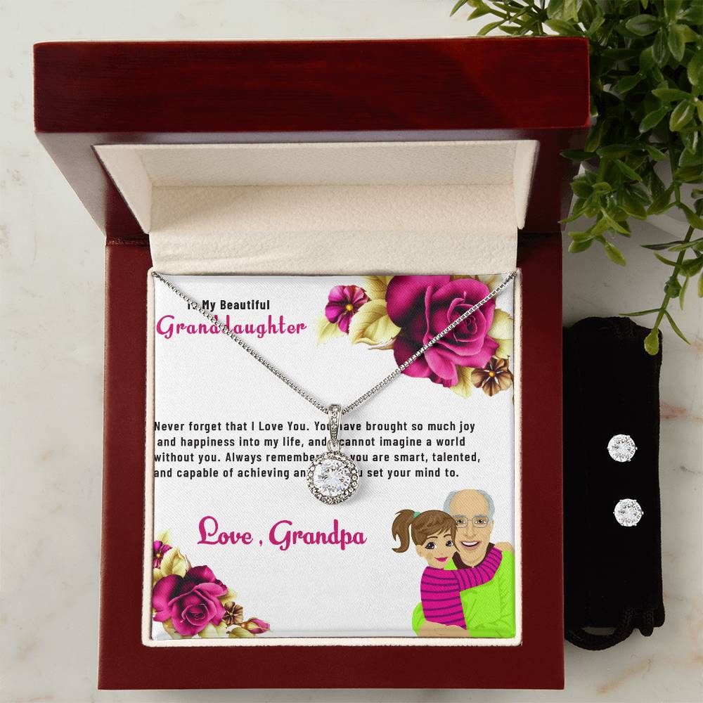To My Lovely Granddaughter | Eternal Hope Necklace & Earring Set, Gift from Grandpa to Granddaughter