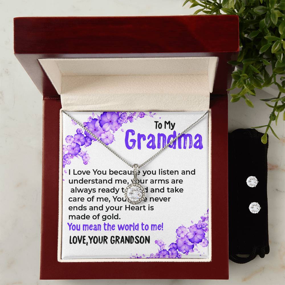 To My Grandma, My World | Stunning Eternal Hope Necklace Gift from Grandson | Gift for Grandma