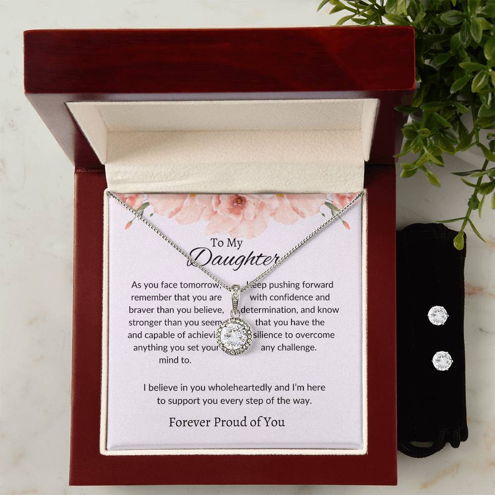 To My Daughter – Heartfelt Eternal Hope Necklace & Earrings Bundle Gift