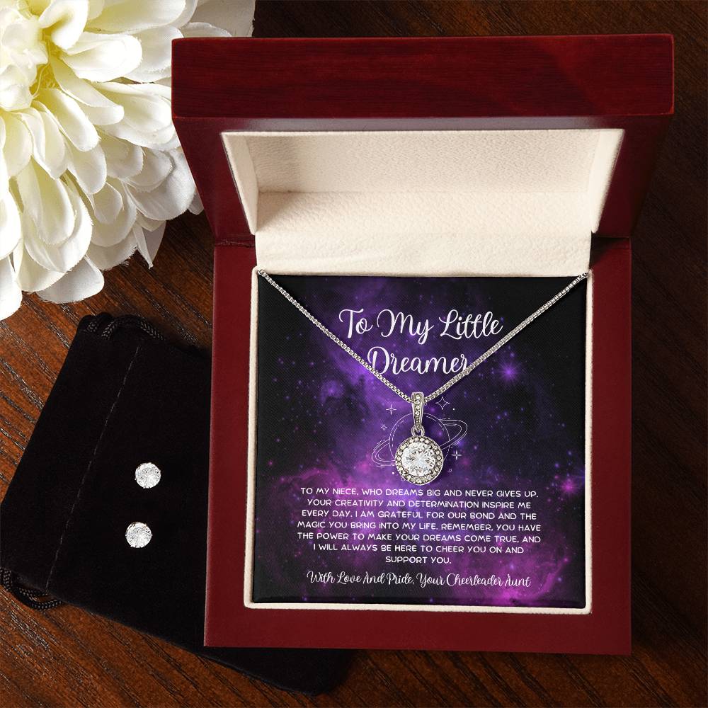 To My Little Dreamer - From Aunt to Niece Eternal Hope Necklace With Earrings - SOUVMOUR