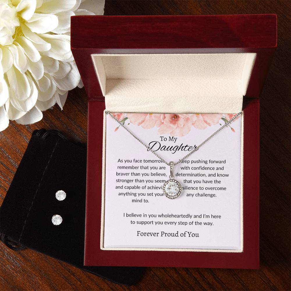 To My Daughter – Heartfelt Eternal Hope Necklace & Earrings Bundle Gift