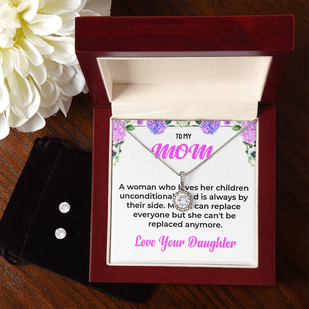 To My Mom | Eternal Hope Necklace & Earring Set | Mother and Daughter Bond Jewelry | Necklace Gift For Mom